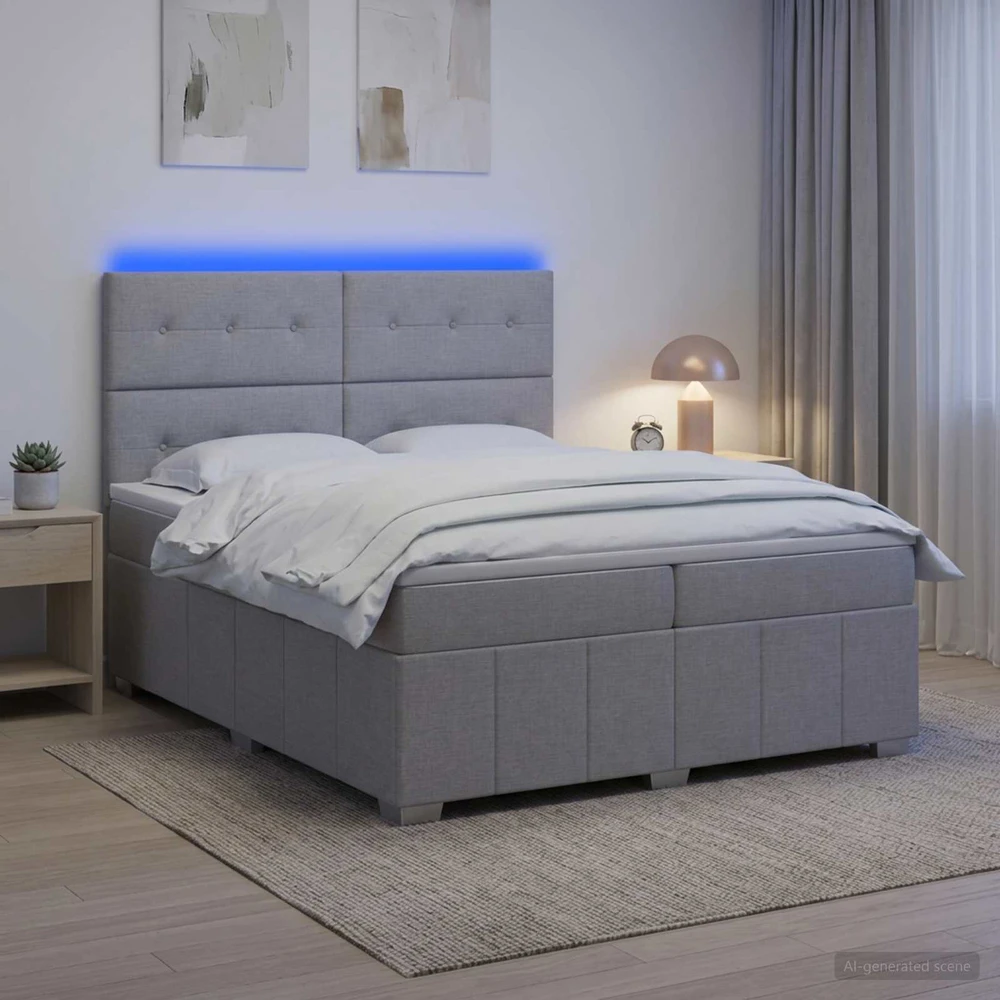 Lova LED lovos čiužinys su LED apšvietimu Šviesiai pilka Audinys