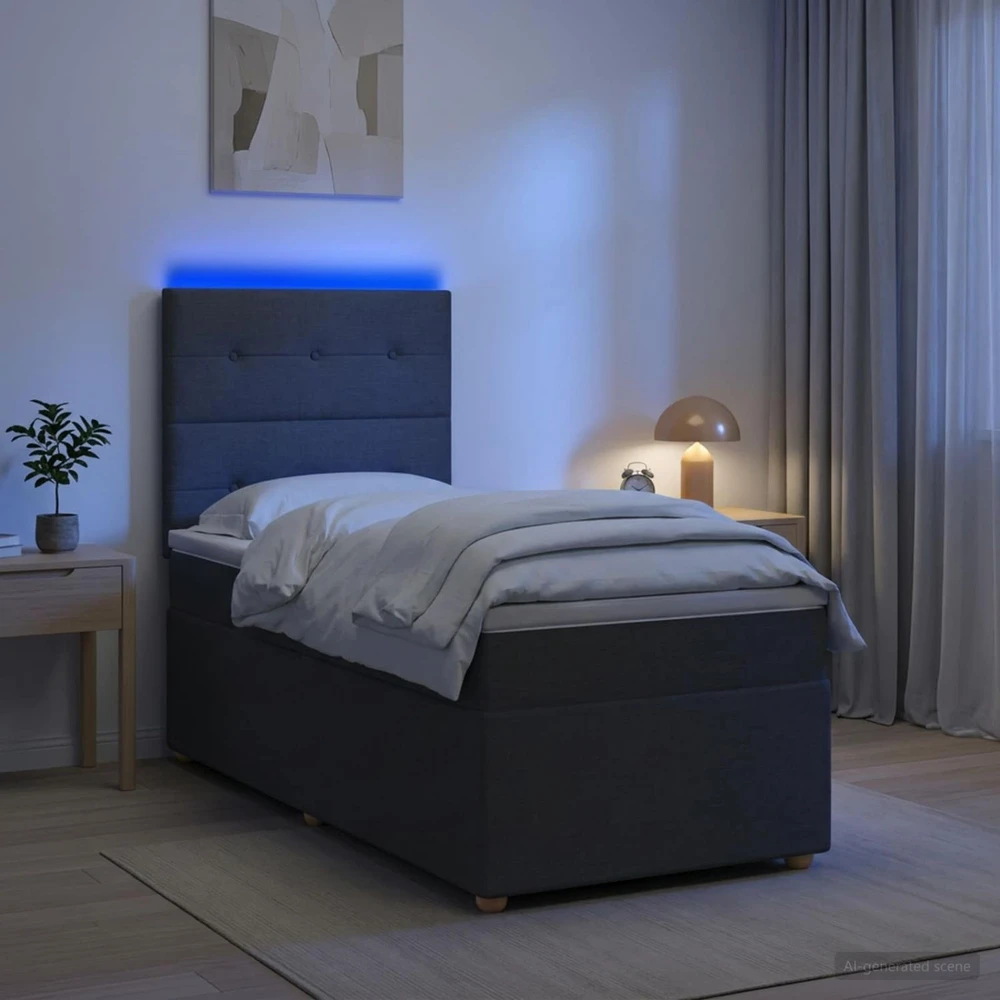 Lova LED lovos čiužinys su LED apšvietimu Tamsiai pilka 90 x 190 cm