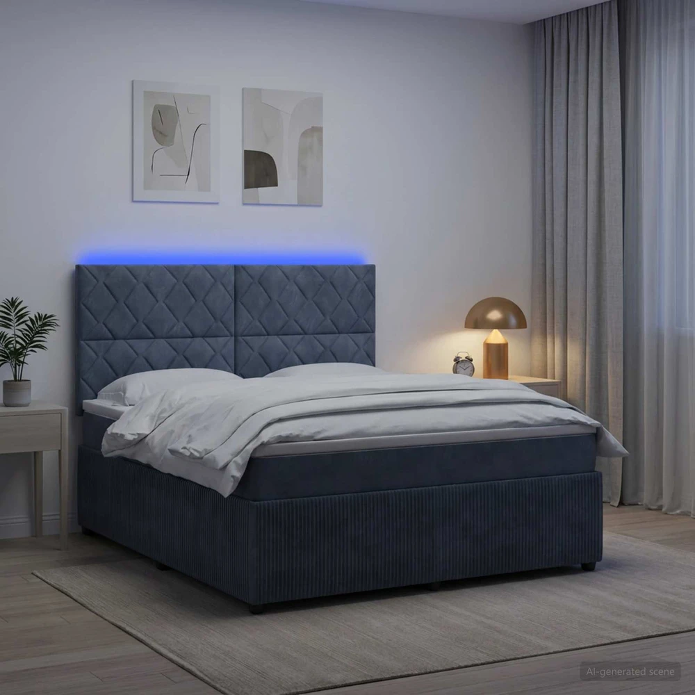 Lova LED lovos čiužinys su LED apšvietimu Tamsiai pilka 160 x 200 cm