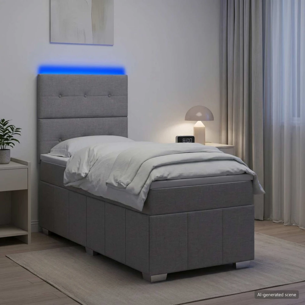 Lova LED lovos čiužinys su LED apšvietimu Šviesiai pilka 90 x 190 cm