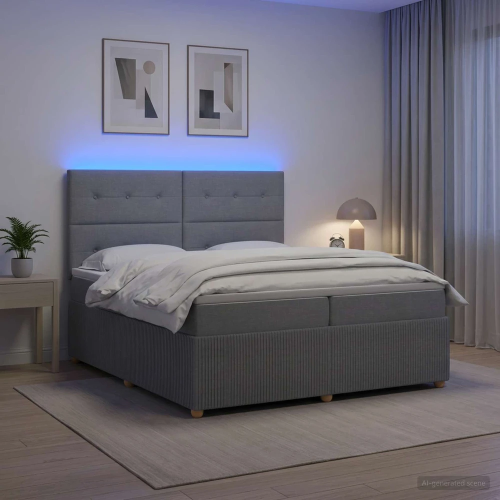 Lova LED lovos čiužinys su LED apšvietimu Šviesiai pilka Audinys