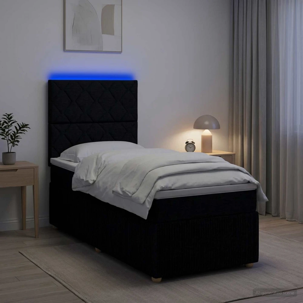 Lova LED lovos čiužinys su LED apšvietimu Juoda 80 x 200 cm Audinys