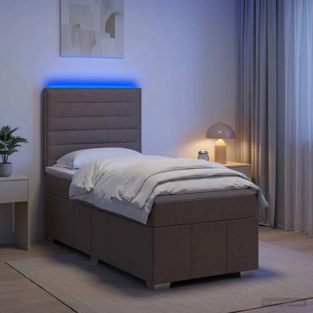 Lova LED lovos čiužinys su LED apšvietimu Taupe 100 x 200 cm Audinys