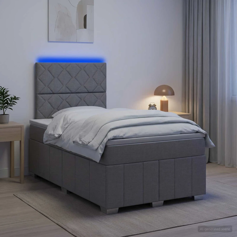 Lova LED lovos čiužinys su LED apšvietimu Šviesiai pilka Audinys