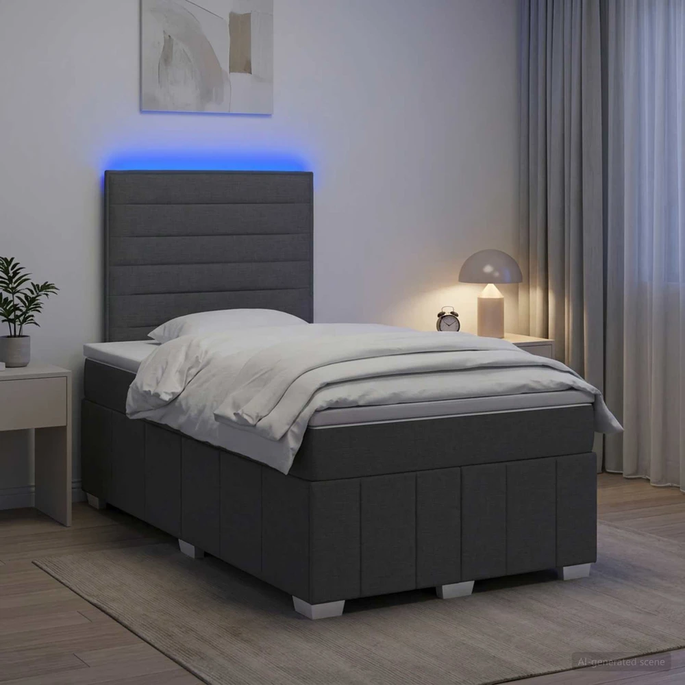 Lova LED lovos čiužinys su LED apšvietimu Tamsiai pilka 120 x 190 cm