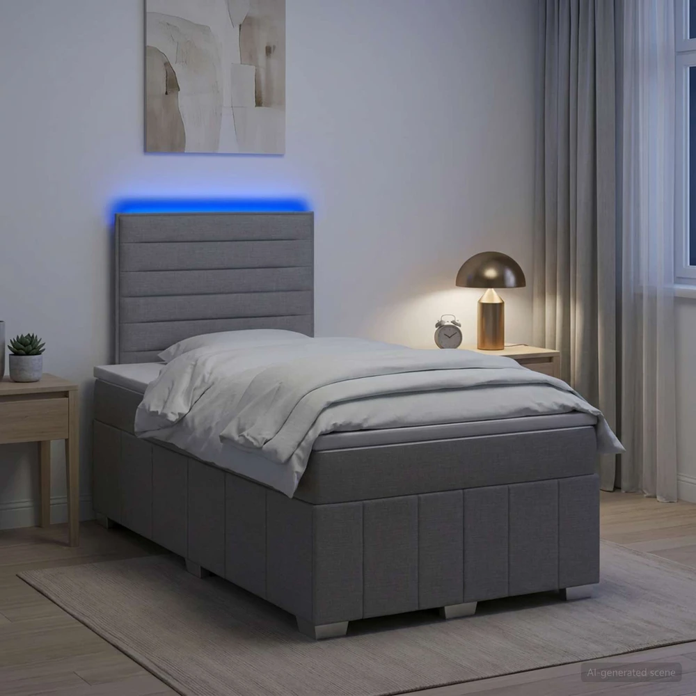 Lova LED lovos čiužinys su LED apšvietimu Šviesiai pilka Audinys