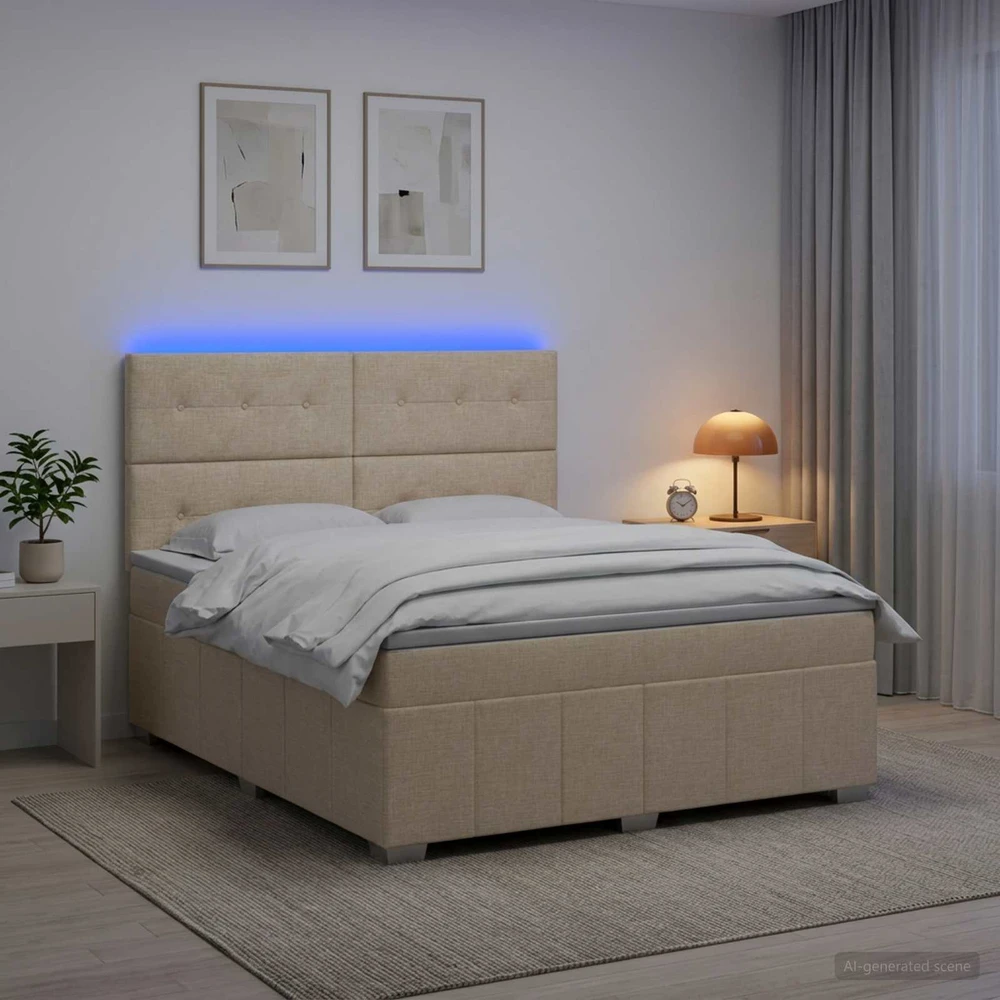 Lova LED lovos čiužinys su LED apšvietimu Kreminė 140 x 200 cm