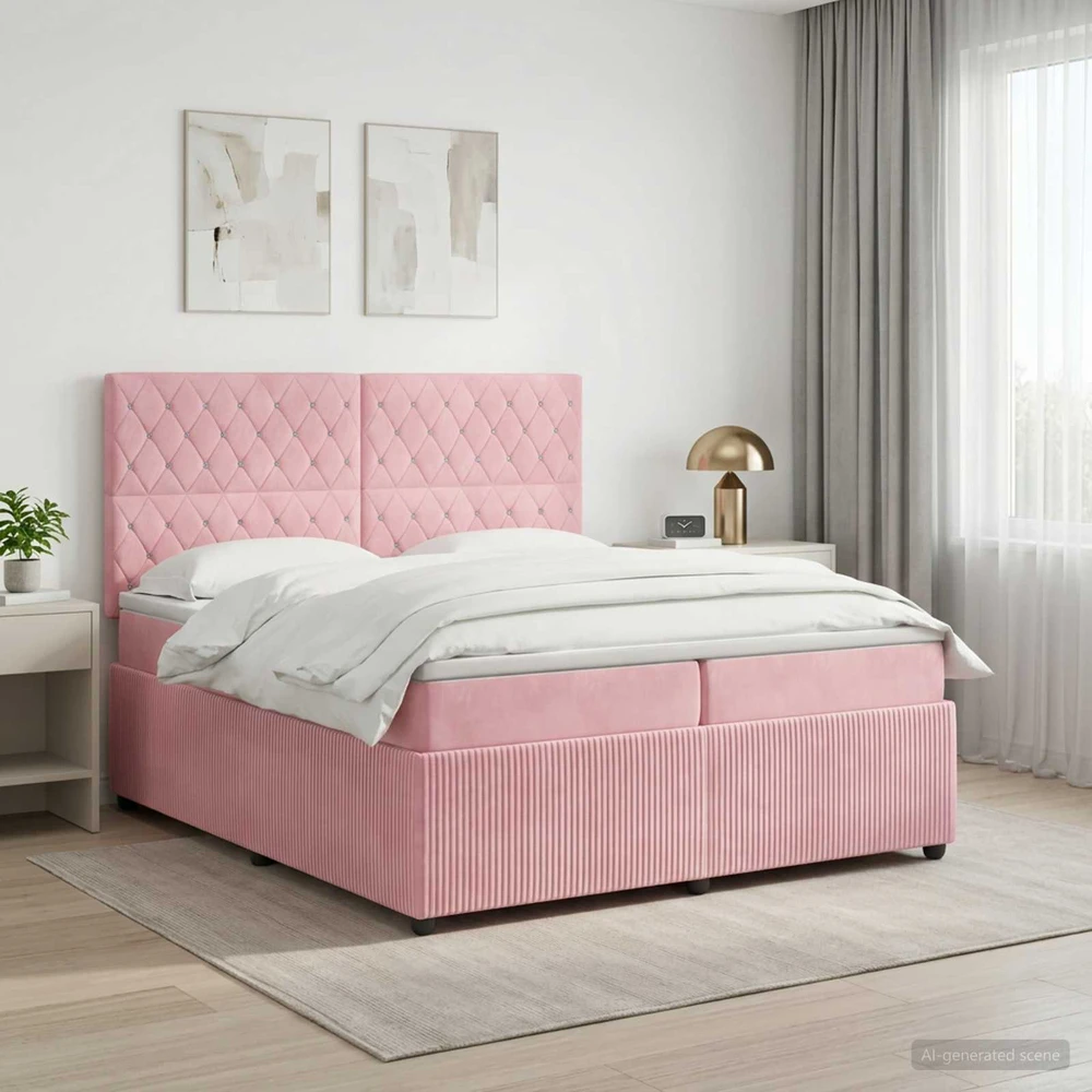 Lova LED lovos čiužinys su LED apšvietimu Rožinė 200 x 200 cm