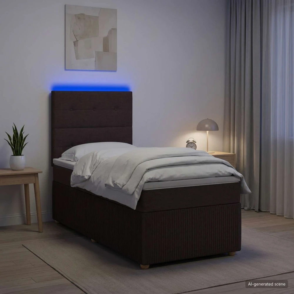 Lova LED lovos čiužinys su LED apšvietimu Tamsiai rudas 90 x 190 cm