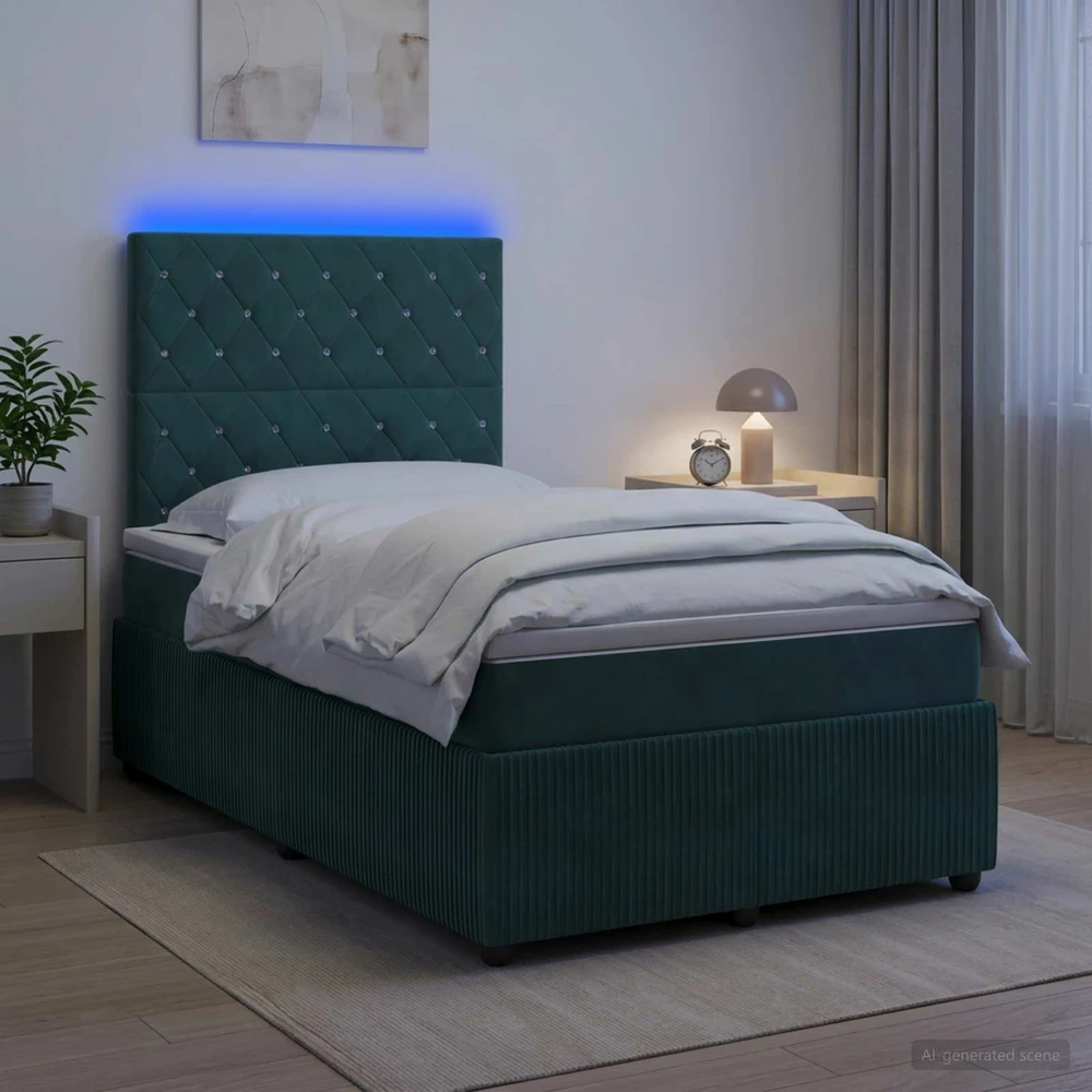 Lova LED lovos čiužinys su LED apšvietimu Tamsiai žalia 120 x 190 cm