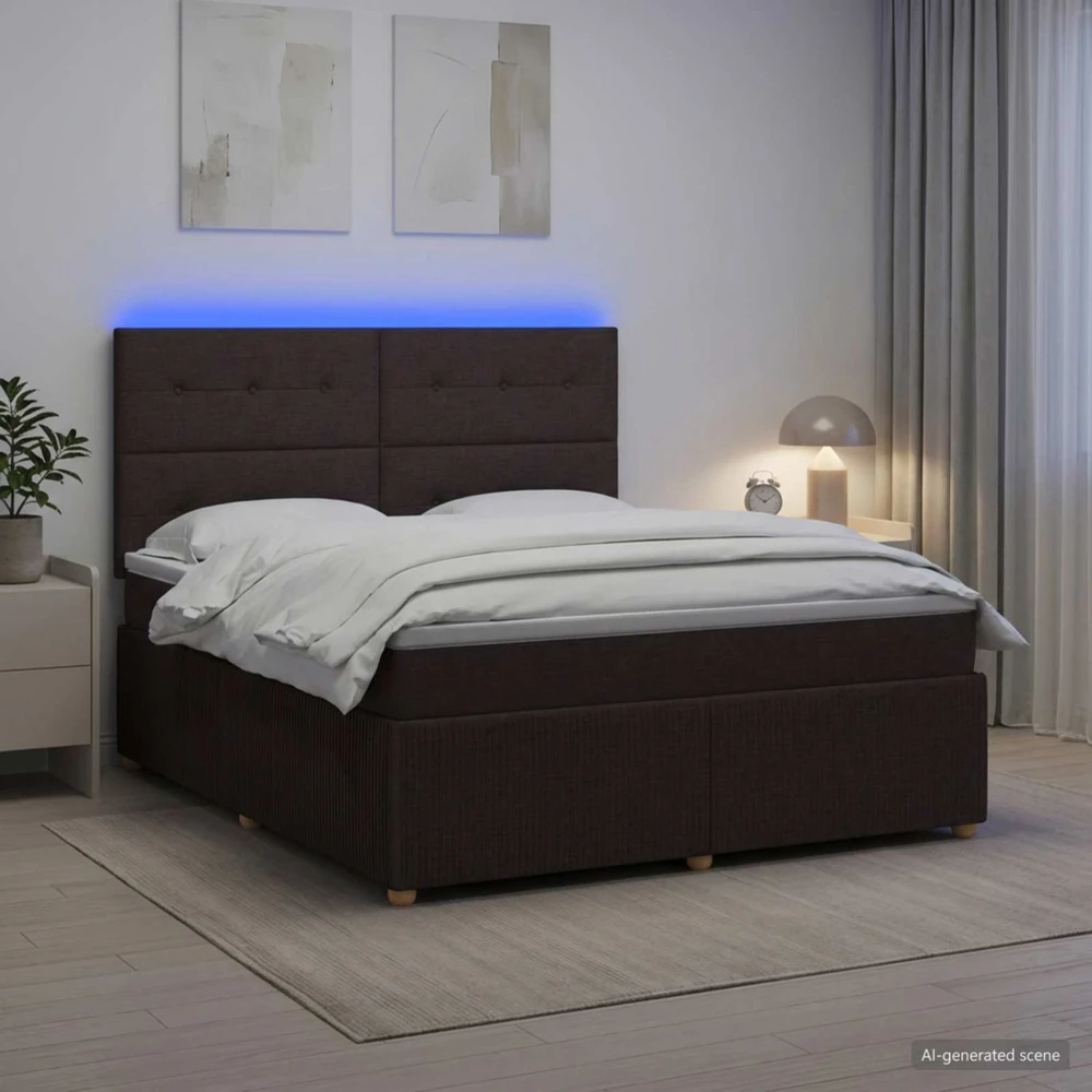 Lova LED lovos čiužinys su LED apšvietimu Tamsiai rudas 180 x 200 cm