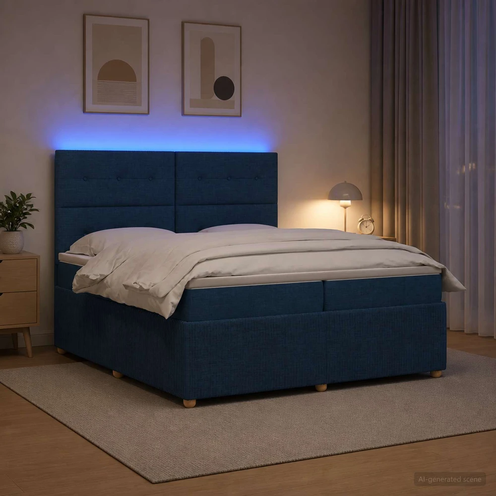 Lova LED lovos čiužinys su LED apšvietimu Mėlyna 200 x 200 cm