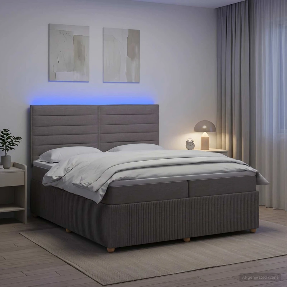 Lova LED lovos čiužinys su LED apšvietimu Taupe 200 x 200 cm Audinys