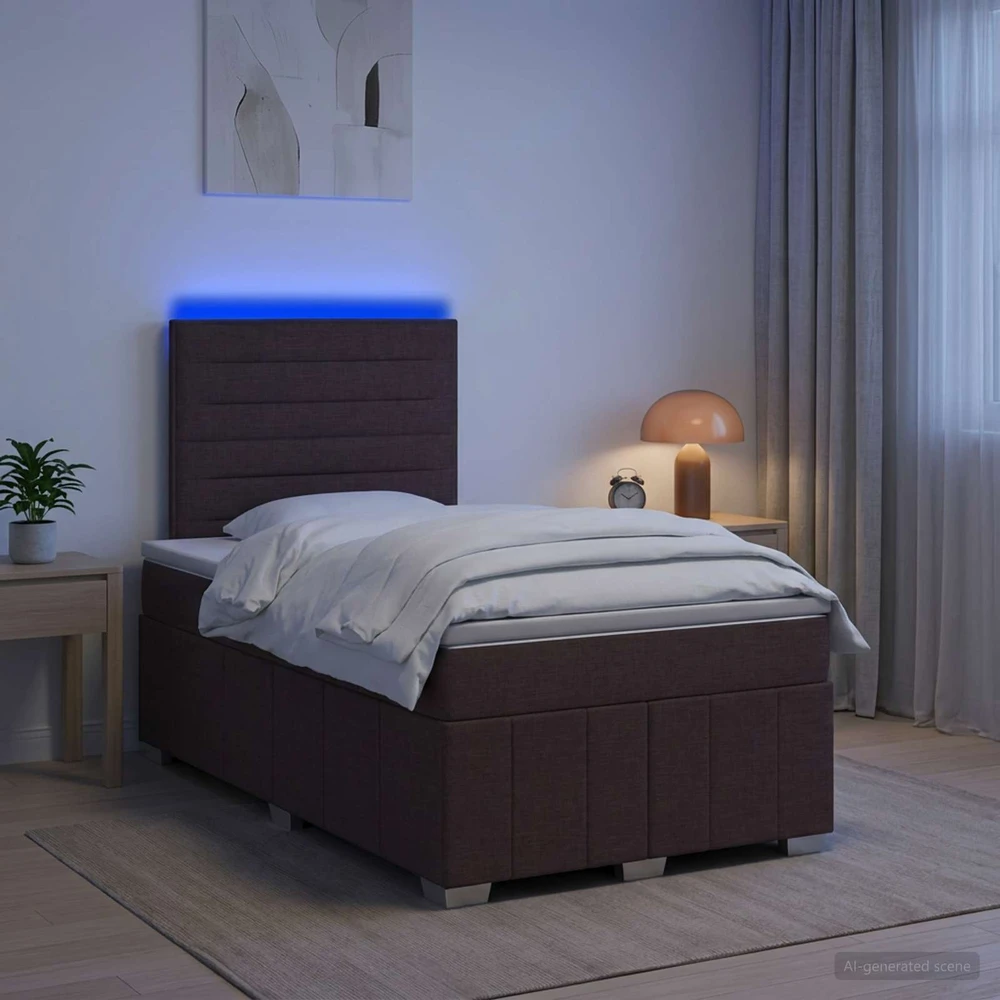 Lova LED lovos čiužinys su LED apšvietimu Tamsiai rudas 120 x 190 cm