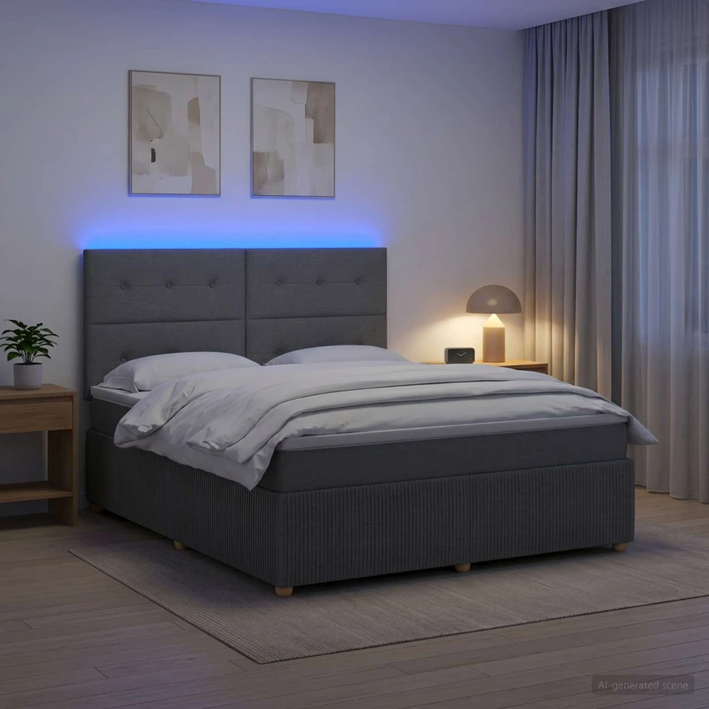 Lova LED lovos čiužinys su LED apšvietimu Tamsiai pilka 180 x 200 cm