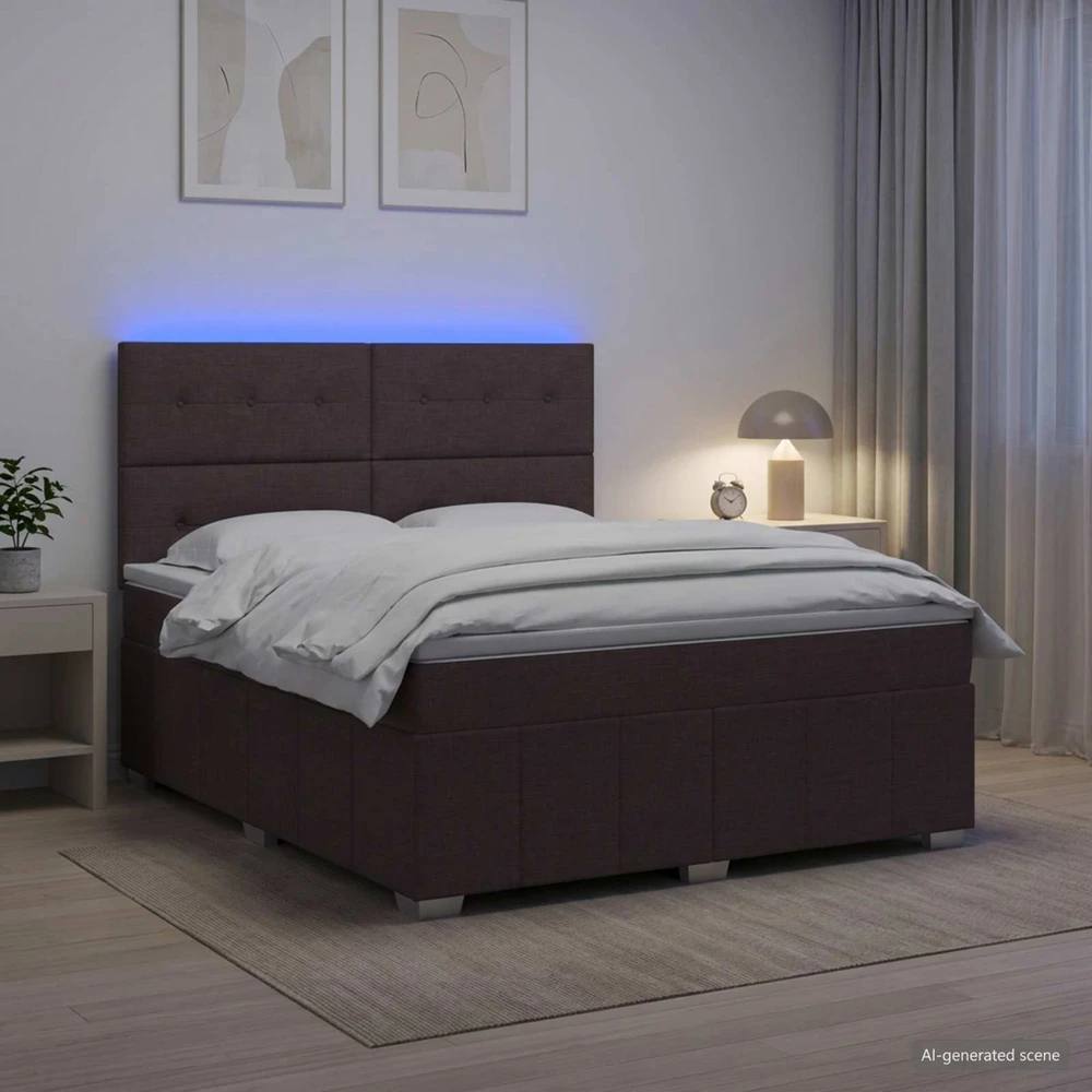 Lova LED lovos čiužinys su LED apšvietimu Tamsiai rudas 180 x 200 cm