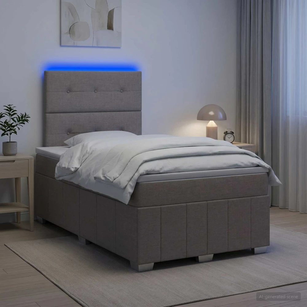 Lova LED lovos čiužinys su LED apšvietimu Taupe 120 x 190 cm Audinys