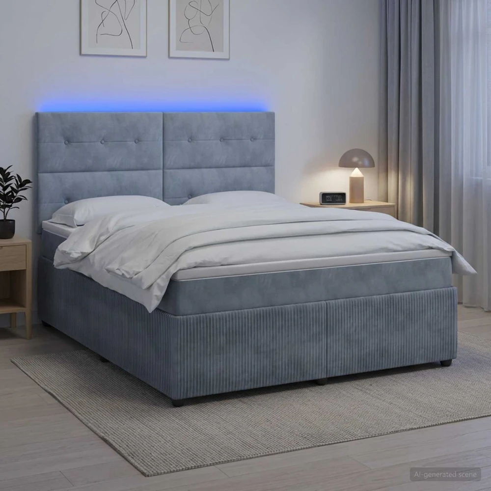 Lova LED lovos čiužinys su LED apšvietimu Tamsiai pilka 160 x 200 cm