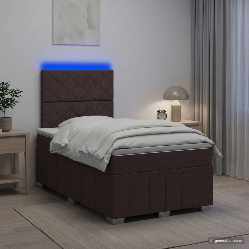 Lova LED lovos čiužinys su LED apšvietimu Tamsiai rudas 120 x 190 cm