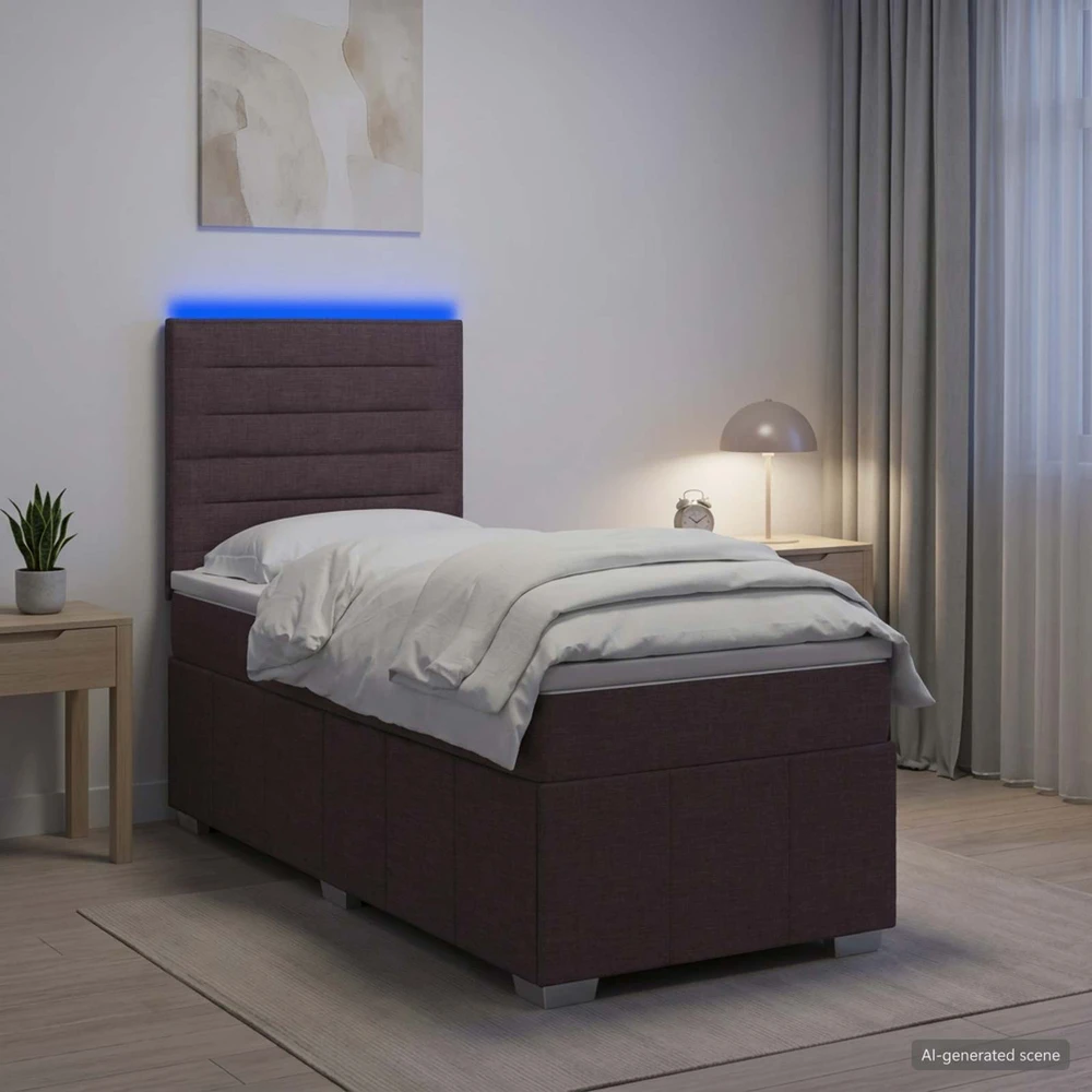 Lova LED lovos čiužinys su LED apšvietimu Tamsiai rudas 90 x 200 cm