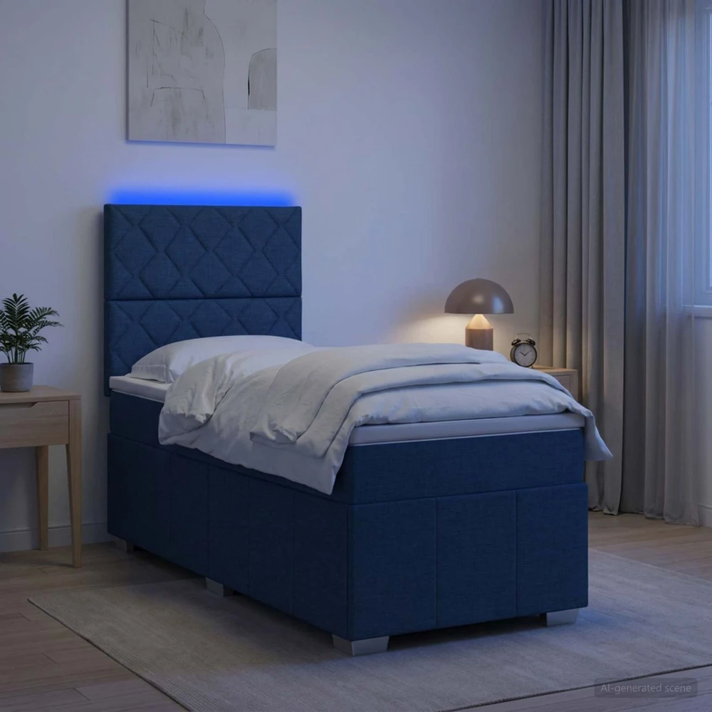 Lova LED lovos čiužinys su LED apšvietimu Mėlyna 90 x 200 cm Audinys