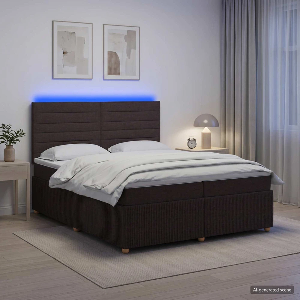Lova LED lovos čiužinys su LED apšvietimu Tamsiai rudas 200 x 200 cm