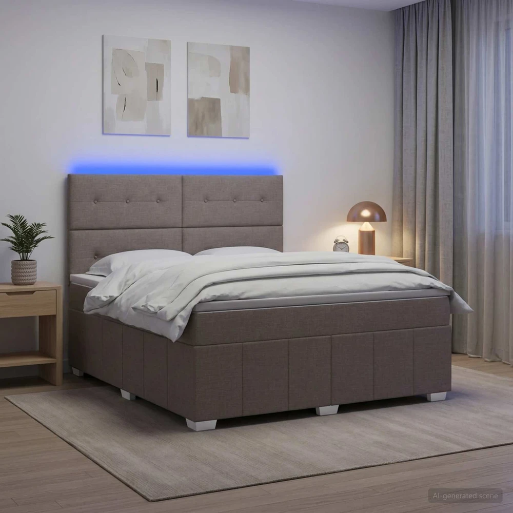 Lova LED lovos čiužinys su LED apšvietimu Taupe 180 x 200 cm Audinys