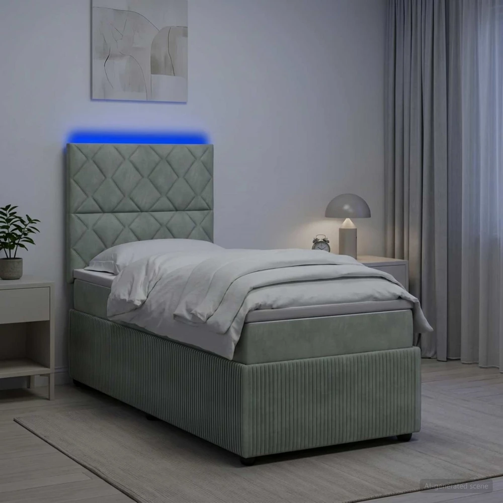 Lova LED lovos čiužinys su LED apšvietimu Šviesiai pilka 80 x 200 cm
