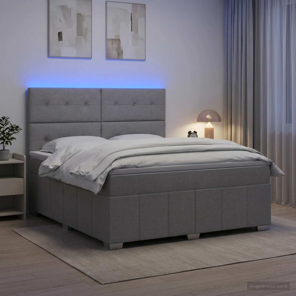 Lova LED lovos čiužinys su LED apšvietimu Šviesiai pilka Audinys
