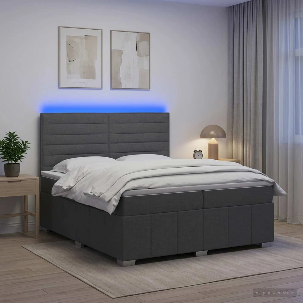 Lova LED lovos čiužinys su LED apšvietimu Tamsiai pilka 200 x 200 cm