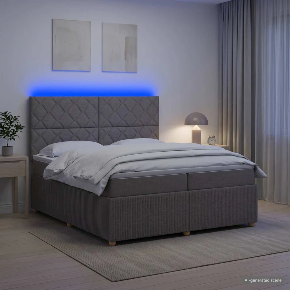 Lova LED lovos čiužinys su LED apšvietimu Taupe 200 x 200 cm Audinys