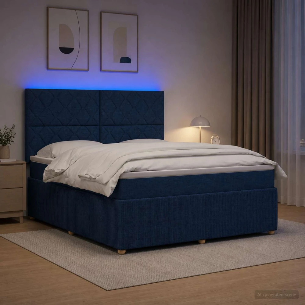 Lova LED lovos čiužinys su LED apšvietimu Mėlyna 140 x 190 cm