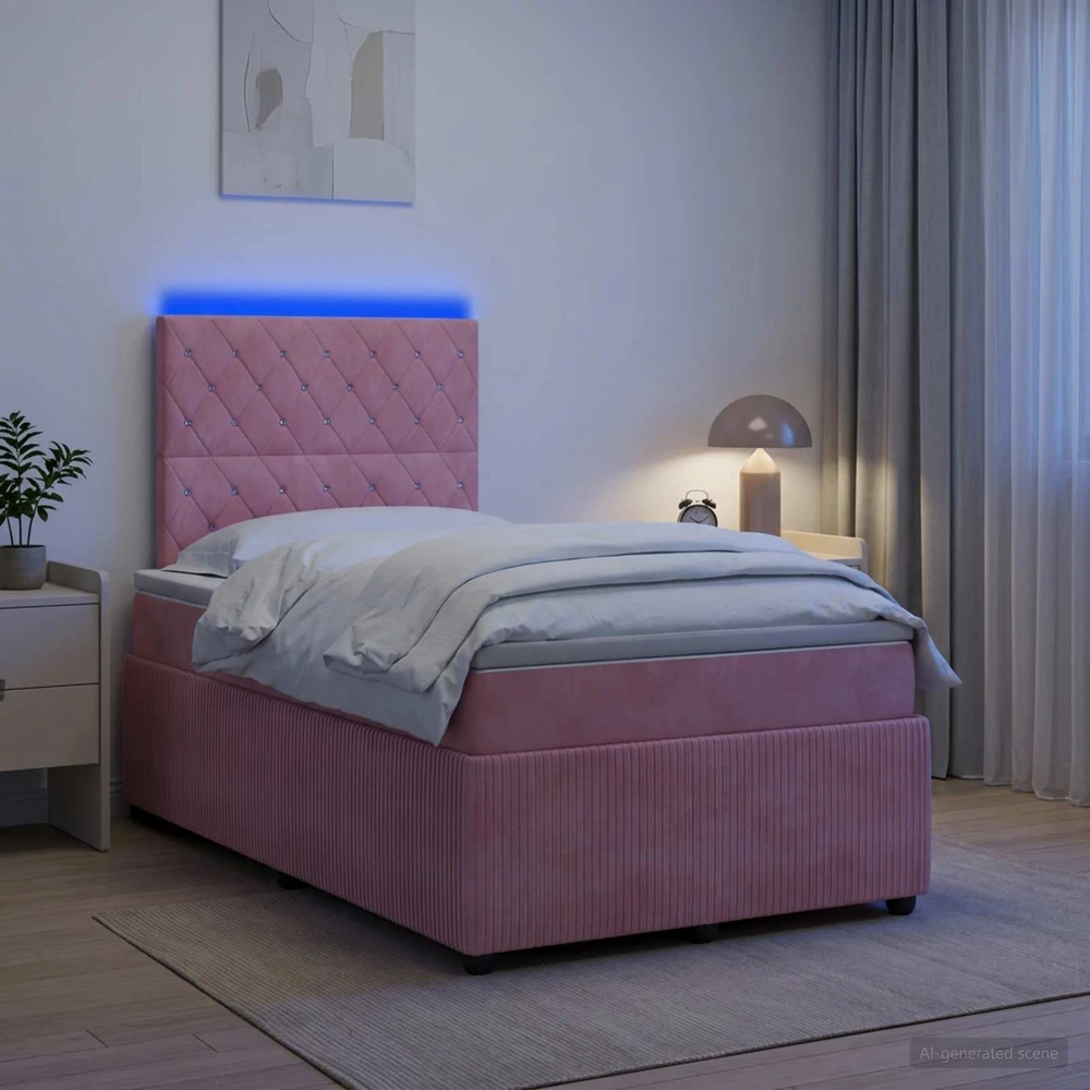 Lova LED lovos čiužinys su LED apšvietimu Rožinė 120 x 200 cm