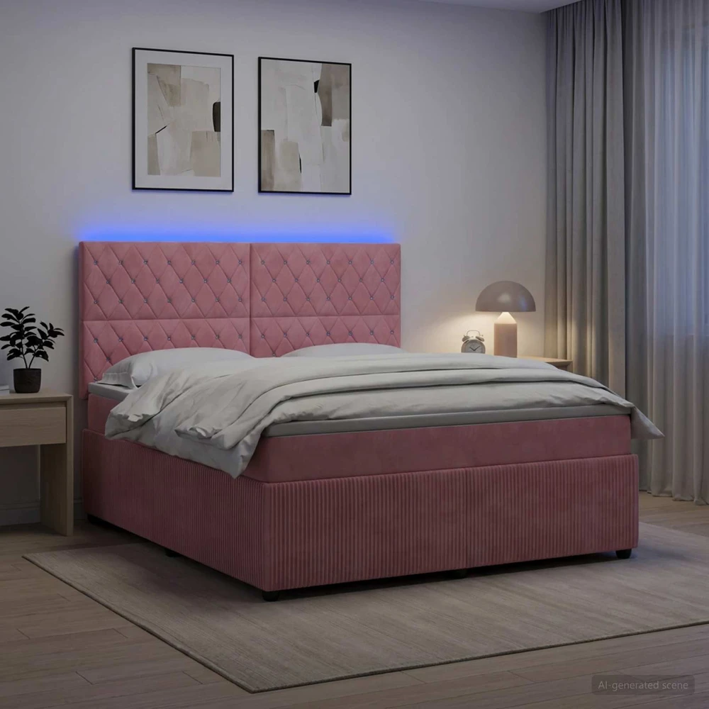 Lova LED lovos čiužinys su LED apšvietimu Rožinė 140 x 200 cm