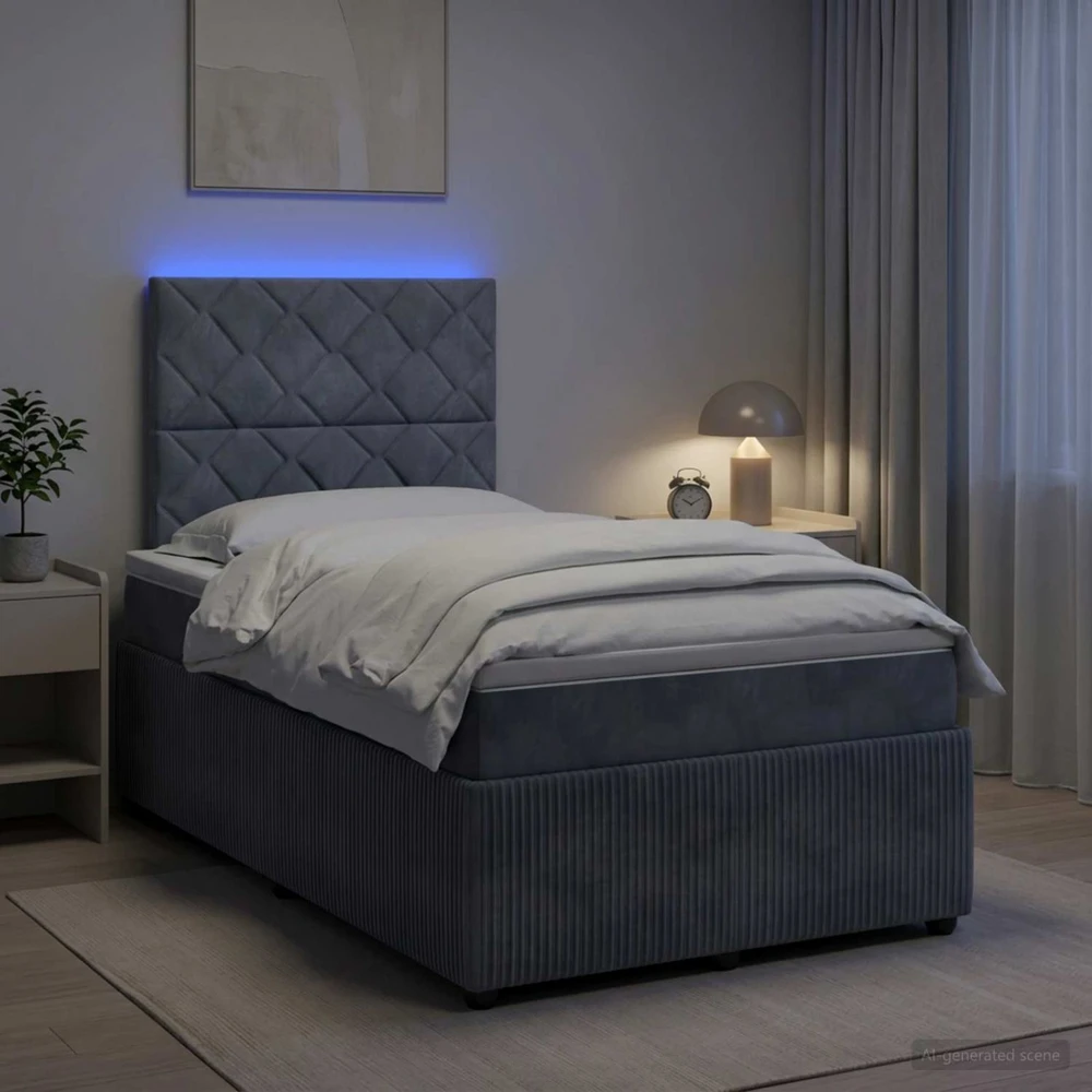 Lova LED lovos čiužinys su LED apšvietimu Tamsiai pilka 120 x 200 cm