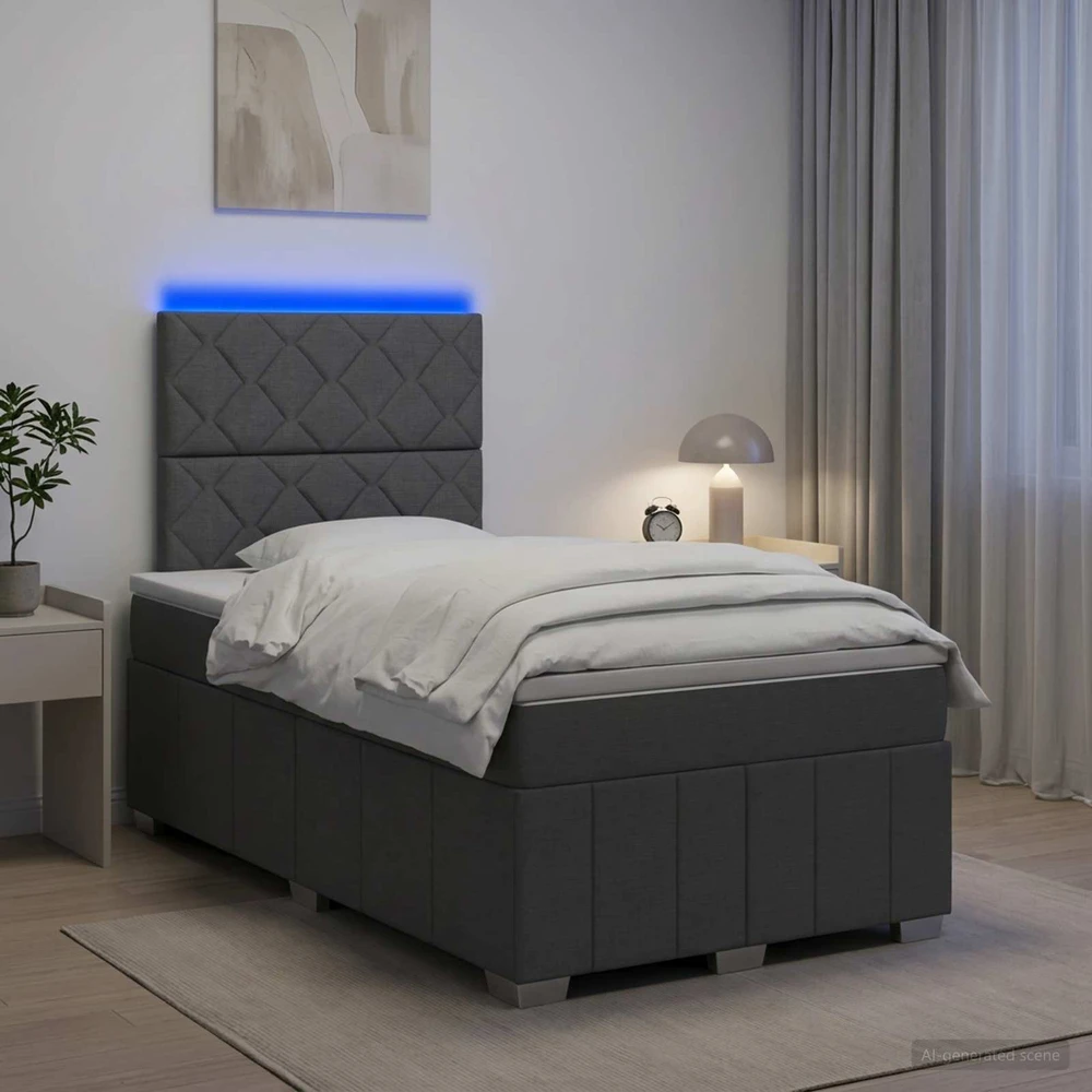 Lova LED lovos čiužinys su LED apšvietimu Tamsiai pilka 120 x 200 cm