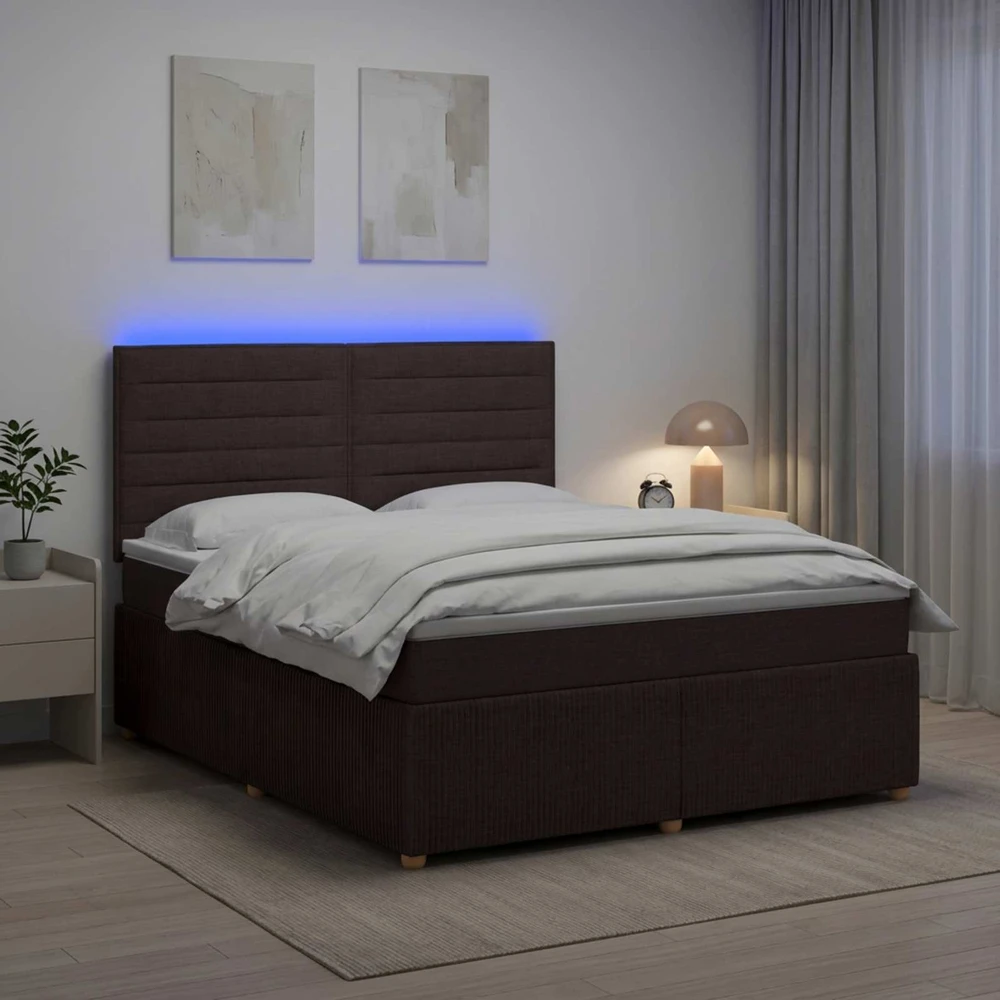 Lova LED lovos čiužinys su LED apšvietimu Tamsiai rudas 180 x 200 cm