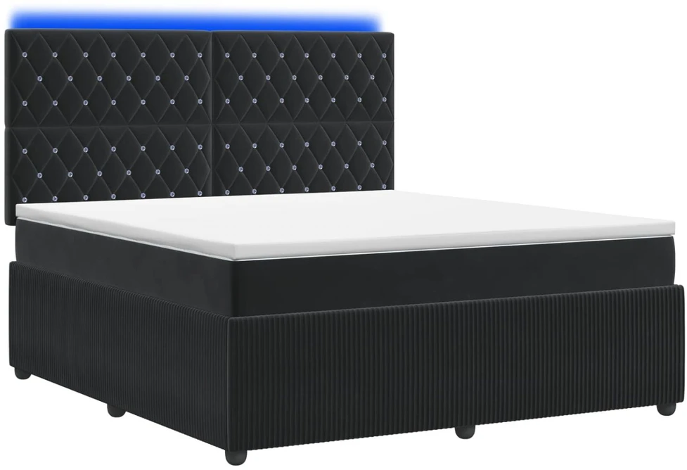 Lova LED lovos čiužinys su LED apšvietimu Juoda 160 x 200 cm Aksomas