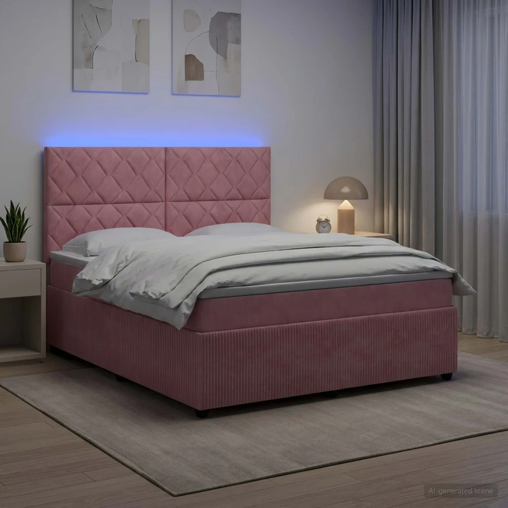 Lova LED lovos čiužinys su LED apšvietimu Rožinė 140 x 200 cm