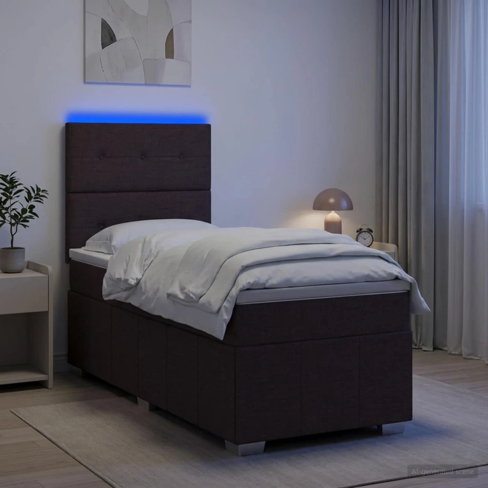 Lova LED lovos čiužinys su LED apšvietimu Tamsiai rudas 90 x 200 cm
