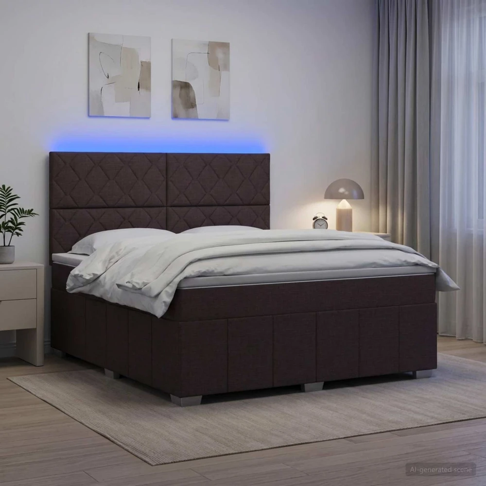 Lova LED lovos čiužinys su LED apšvietimu Tamsiai rudas 160 x 200 cm