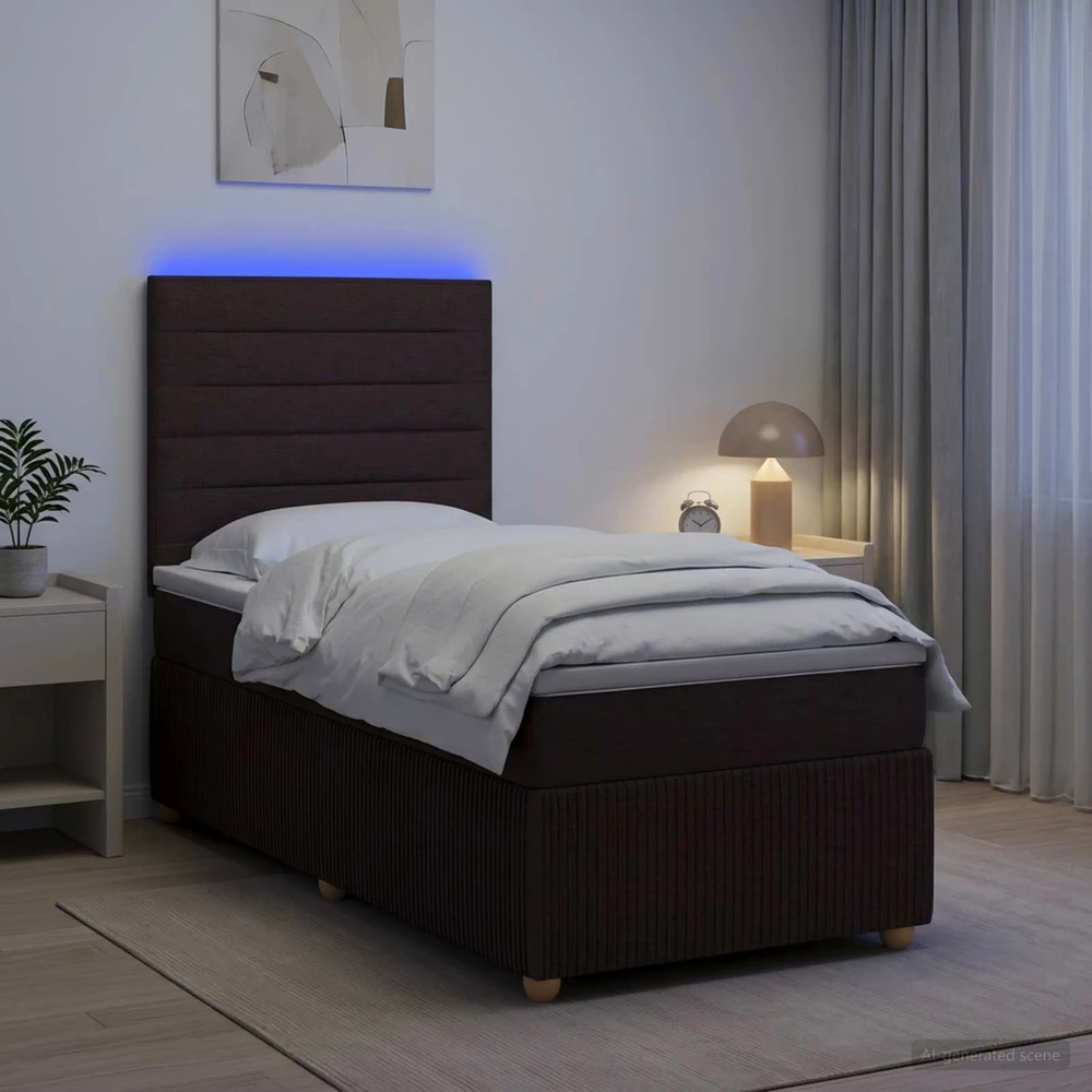 Lova LED lovos čiužinys su LED apšvietimu Tamsiai rudas 90 x 190 cm