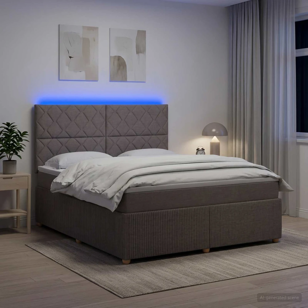 Lova LED lovos čiužinys su LED apšvietimu Taupe 140 x 200 cm Audinys