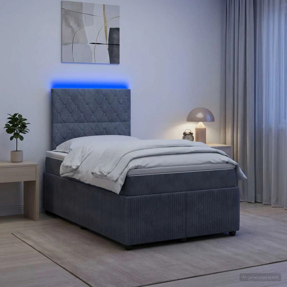 Lova LED lovos čiužinys su LED apšvietimu Tamsiai pilka 120 x 200 cm