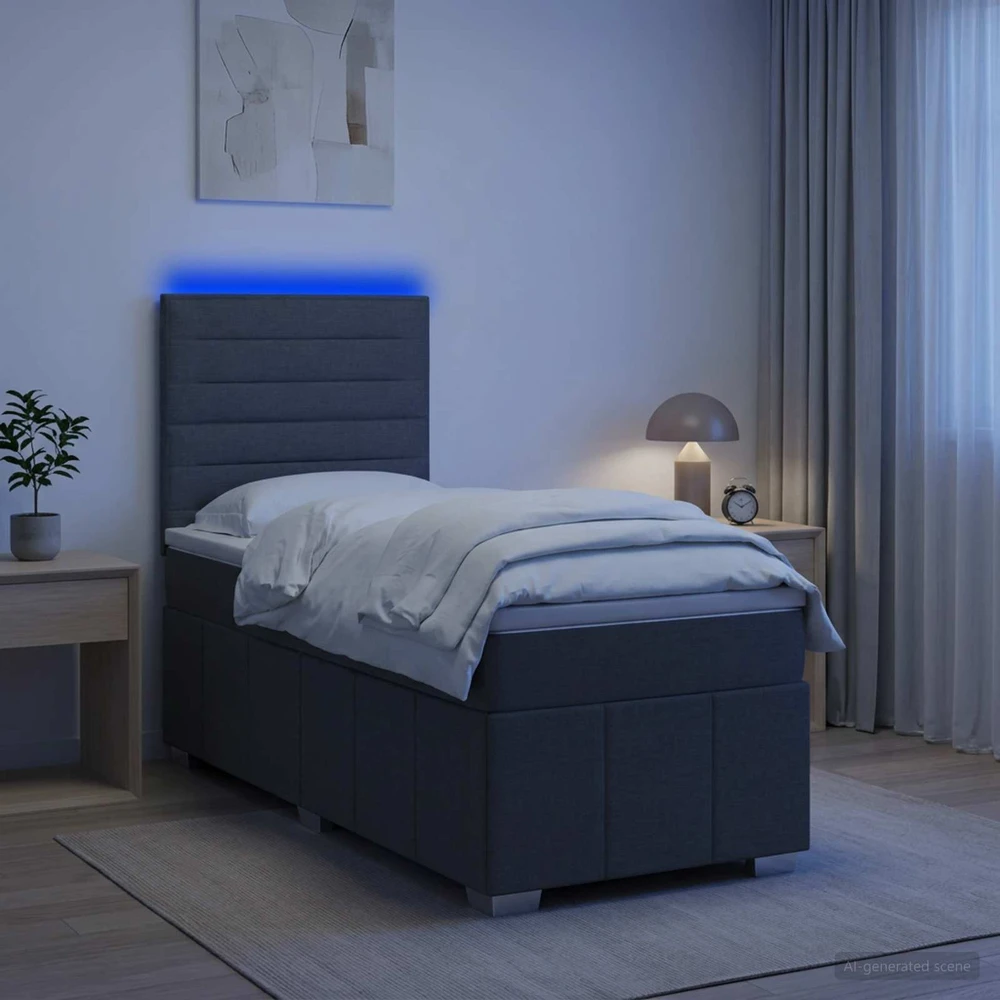 Lova LED lovos čiužinys su LED apšvietimu Tamsiai pilka 80 x 200 cm