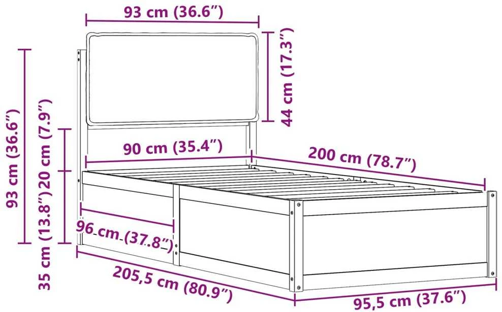 Lova Lovo rėmas su apmuštu galvūgaliu Juoda 90 x 200 cm
