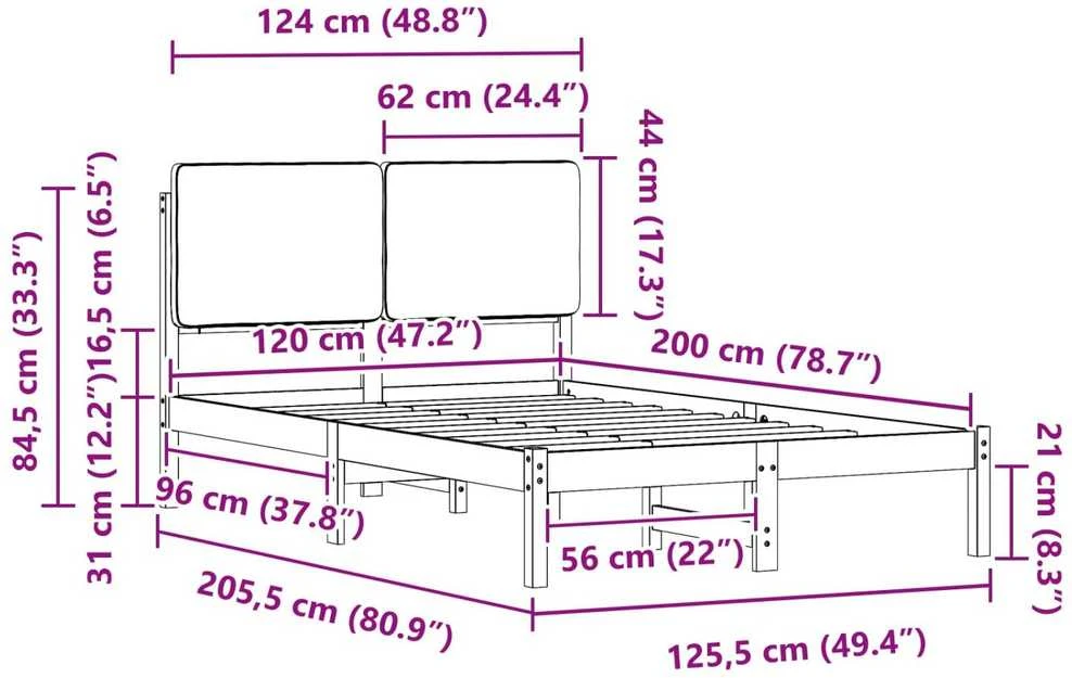 Lova Lovo rėmas su apmuštu galvūgaliu Šviesiai pilka 120 x 200 cm