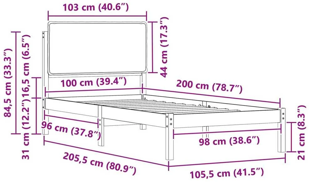 Lova Lovo rėmas su apmuštu galvūgaliu Šviesiai pilka 100 x 200 cm