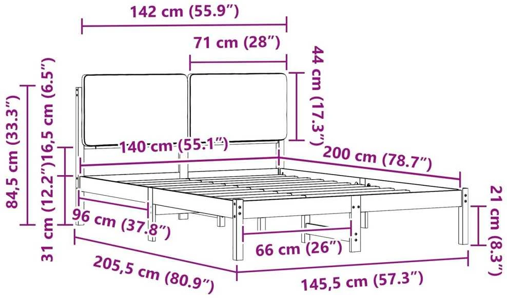 Lovo rėmas su apmuštu galvūgaliu Šviesiai pilka 140 x 200 cm