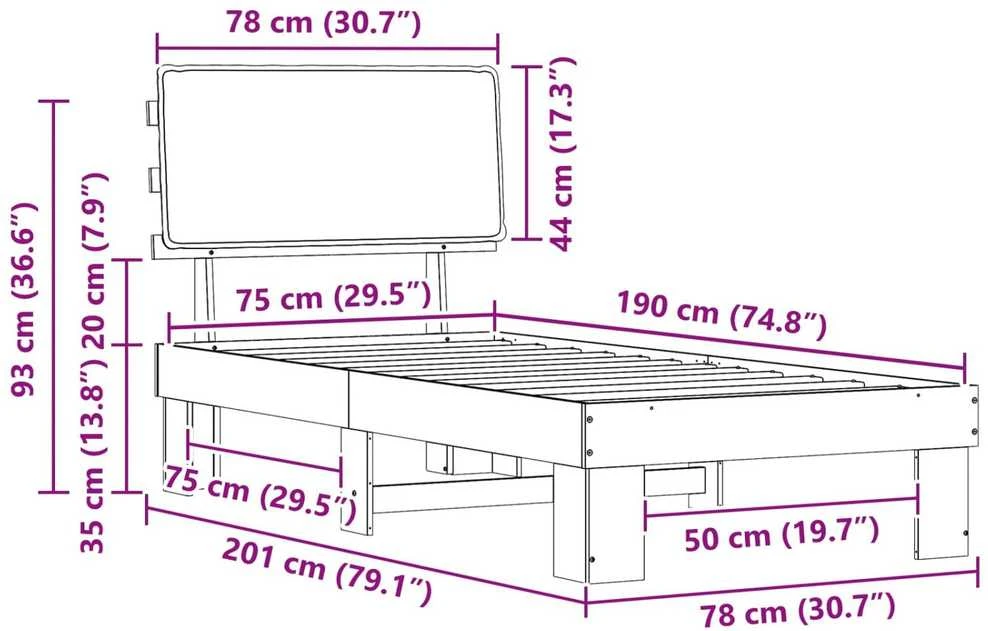 Lova Lovo rėmas su apmuštu galvūgaliu Šviesiai pilka 75 x 190 cm